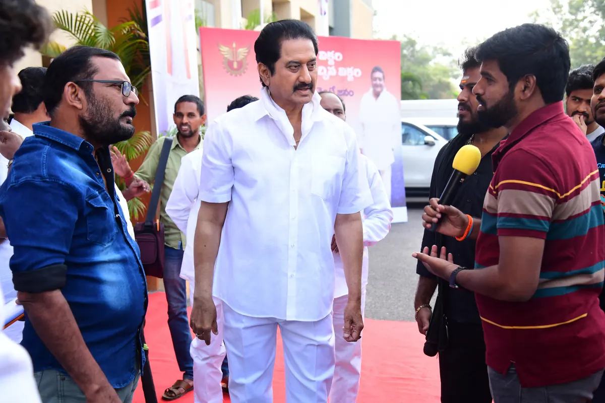 Jai Jnana Prabha Thota speaking with an actor during a media interaction